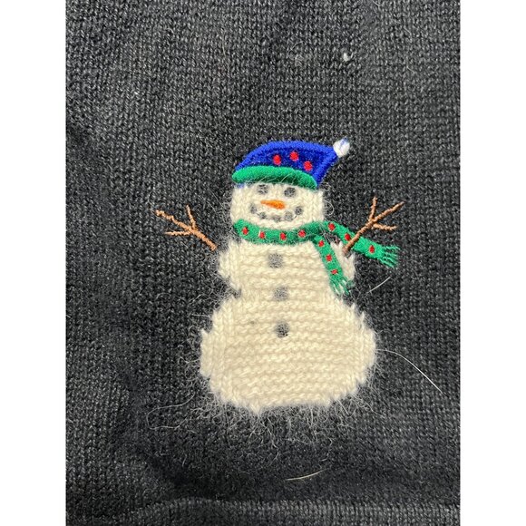 Vintage Crystal Kobe Snowman Cardigan Sweater Ugly Christmas Holiday Winter - Picture 4 of 8